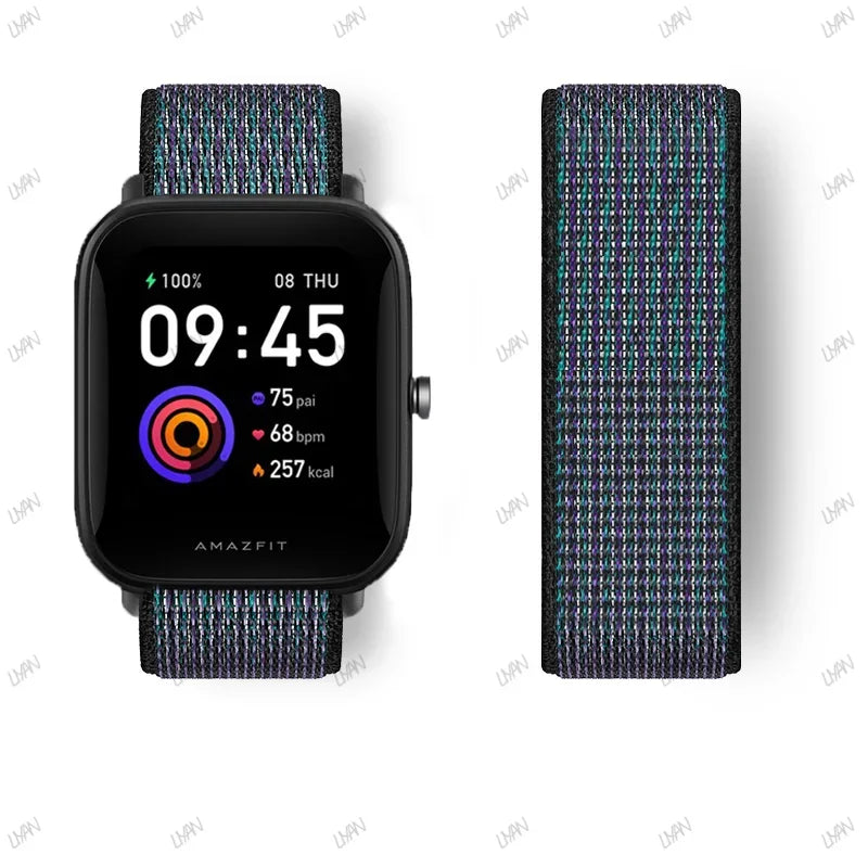 20mm/22mm watch band For Amazfit GTR/GTS 4-3-2-2e/GTR 42mm-47mm/bip-U-S-lite Nylon Loop strap sport correa amazfit gts 4-2 mini
