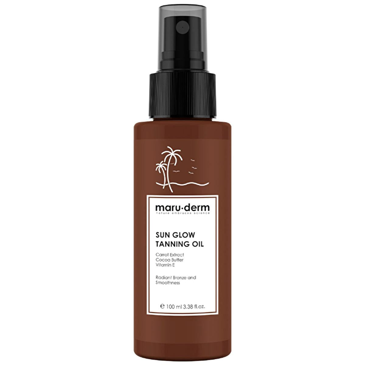Maruderm Sun Glow Tanning Oil: Natural Bronzer with Cocoa & Carrot for Fast, Moisturizing Sun Tanning