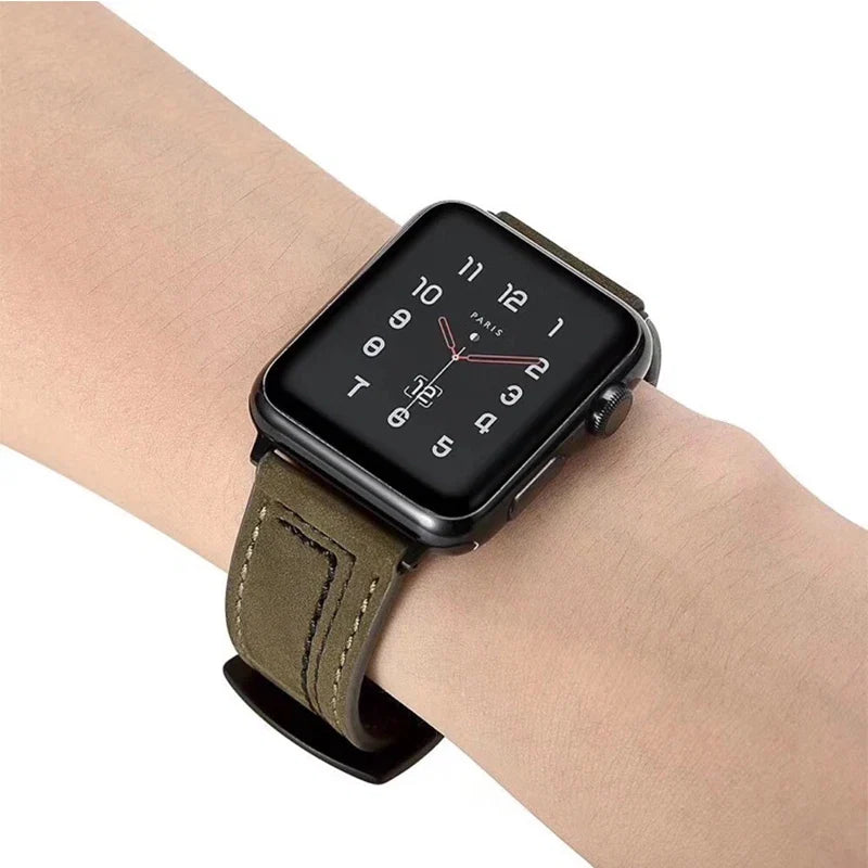 Leather Watchband for Apple Watch Series 9 8 7 6 SE 5 4 3 2 1 Durable Design Strap for iWatch Band 40mm 42mm 44mm 45mm 49mm 38mm