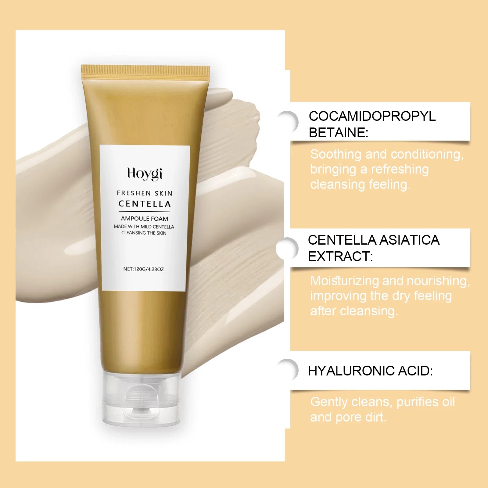 Centella Deep Cleansing Foam Facial Cleanser Low PH Soothing Hydrating Exfoliating Blackhead Remover Hyaluronic Acid Face Wash