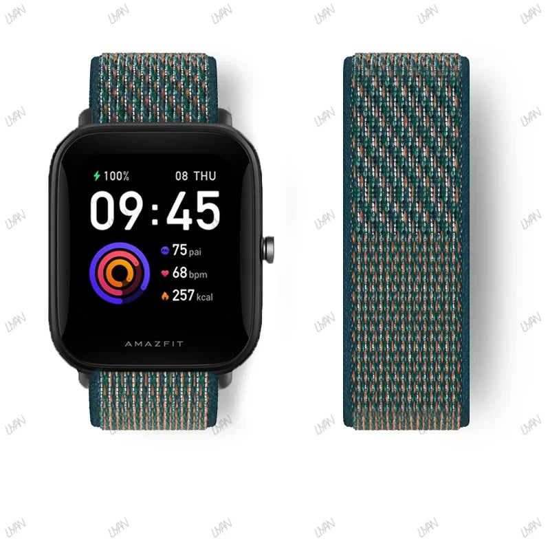 20mm/22mm watch band For Amazfit GTR/GTS 4-3-2-2e/GTR 42mm-47mm/bip-U-S-lite Nylon Loop strap sport correa amazfit gts 4-2 mini