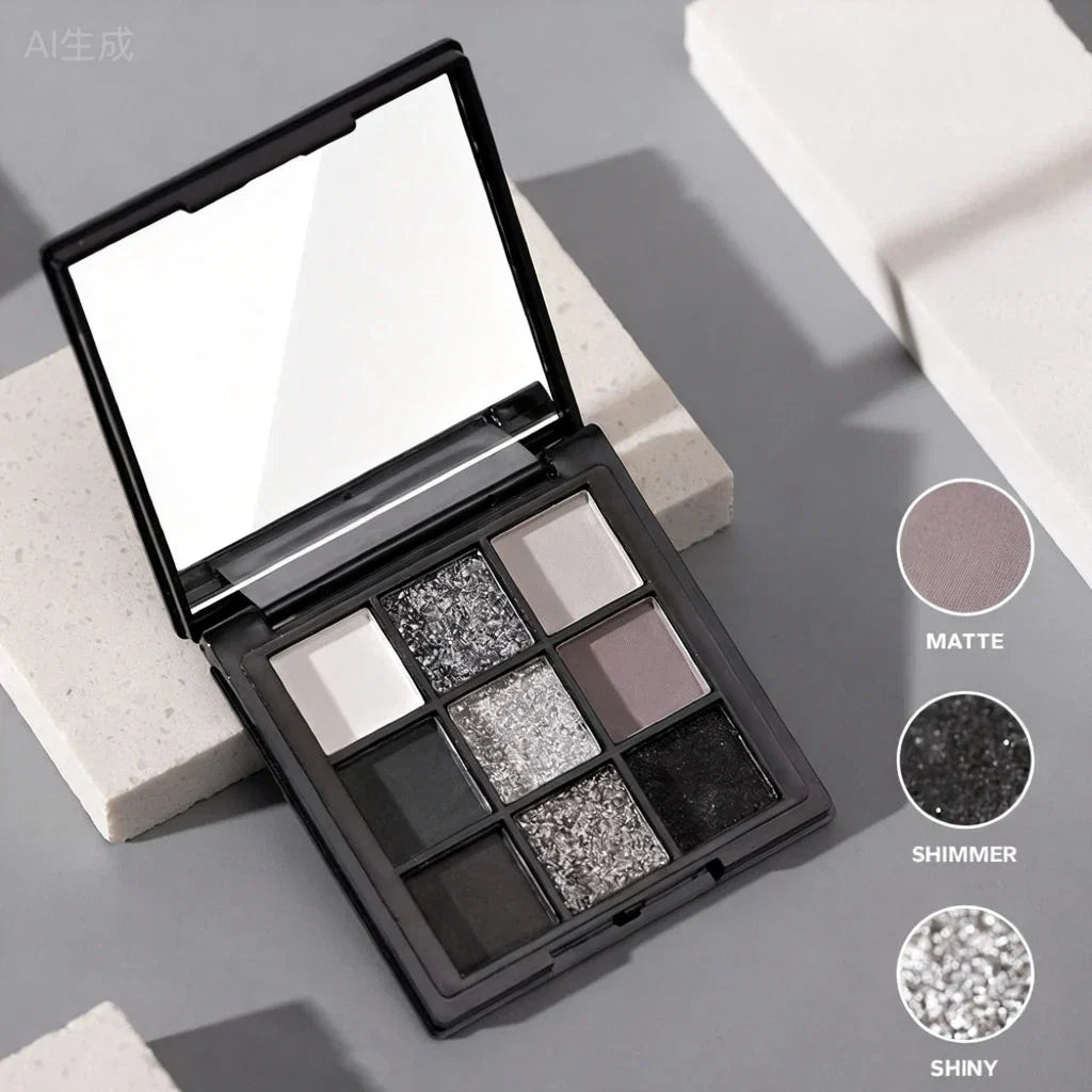 A 9-color smoky eyeshadow palette, long-lasting, waterproof, and easy to apply, perfect for creating a smoky punk makeup look.