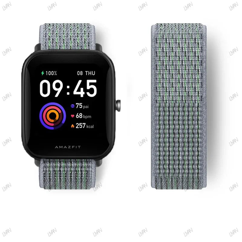 20mm/22mm watch band For Amazfit GTR/GTS 4-3-2-2e/GTR 42mm-47mm/bip-U-S-lite Nylon Loop strap sport correa amazfit gts 4-2 mini