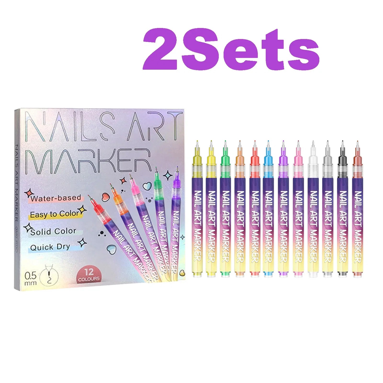 12pcs/Set Nail Art Graffiti Pen DIY Nail Art Painting Pens Abstract Lines Fine Design Multi-Color Drawing Nail Painting Tools
