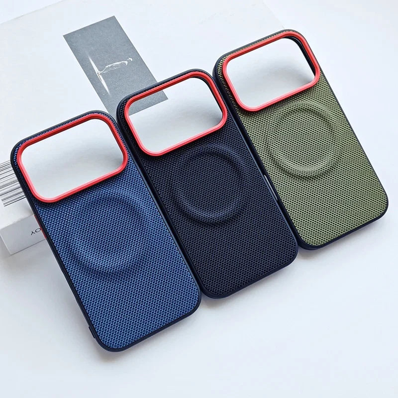Premium Elegant Magnetic Soft TPU + Nylon Woven Leather Back Case for iPhone 17 Pro Max 17 Air