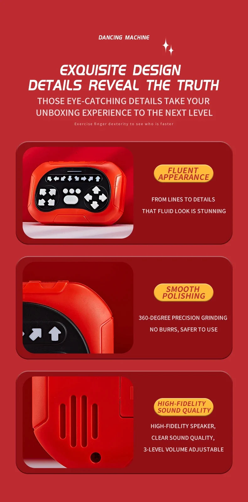 Fast Music Rhythm Quick Push Game - Finger Dance Handheld Game for Hand-Eye Coordination - Halloween/Thanksgiving/Christmas Gift