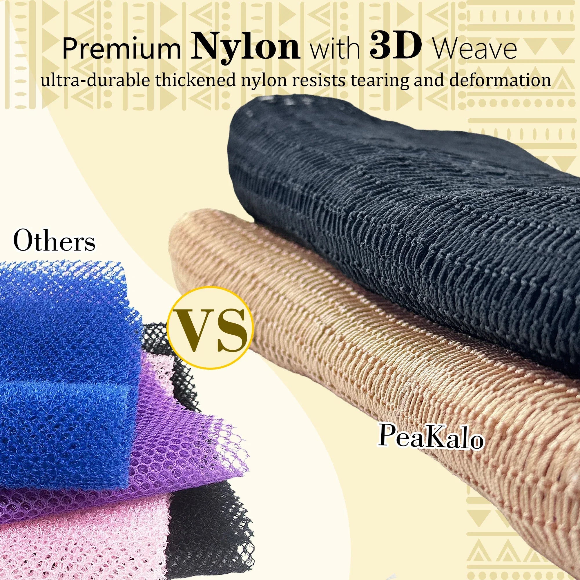 PeaKalo Authentic African Net Sponge-2Pcs Exfoliating Bath Shower Loofah Sponge, Gentle Back Scrubber for All Skin Types,Durable