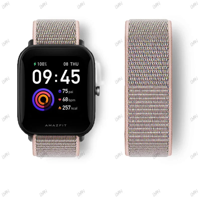 20mm/22mm watch band For Amazfit GTR/GTS 4-3-2-2e/GTR 42mm-47mm/bip-U-S-lite Nylon Loop strap sport correa amazfit gts 4-2 mini