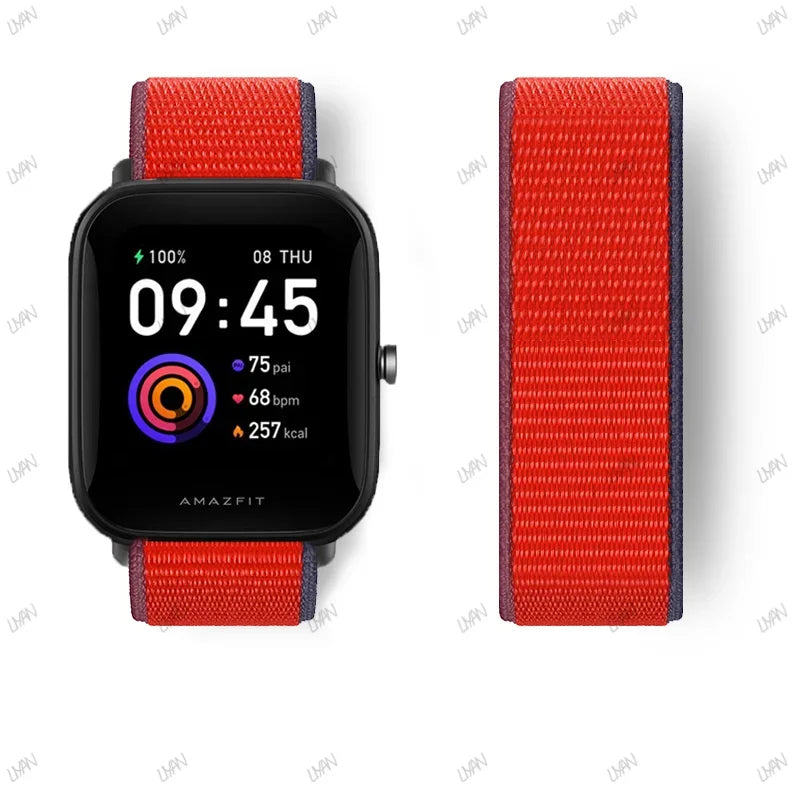 20mm/22mm watch band For Amazfit GTR/GTS 4-3-2-2e/GTR 42mm-47mm/bip-U-S-lite Nylon Loop strap sport correa amazfit gts 4-2 mini