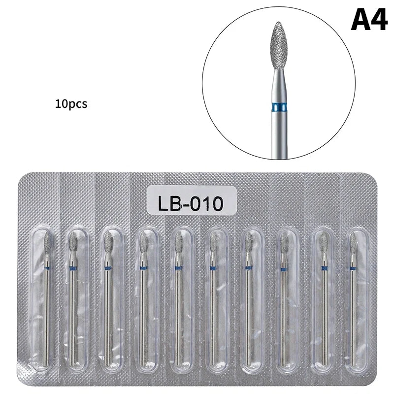 10Pcs Diamond Milling Cutter For Manicure Electric Nail Drill Bits Accessory Pedicure Machine Nail File Gel Remover Tool