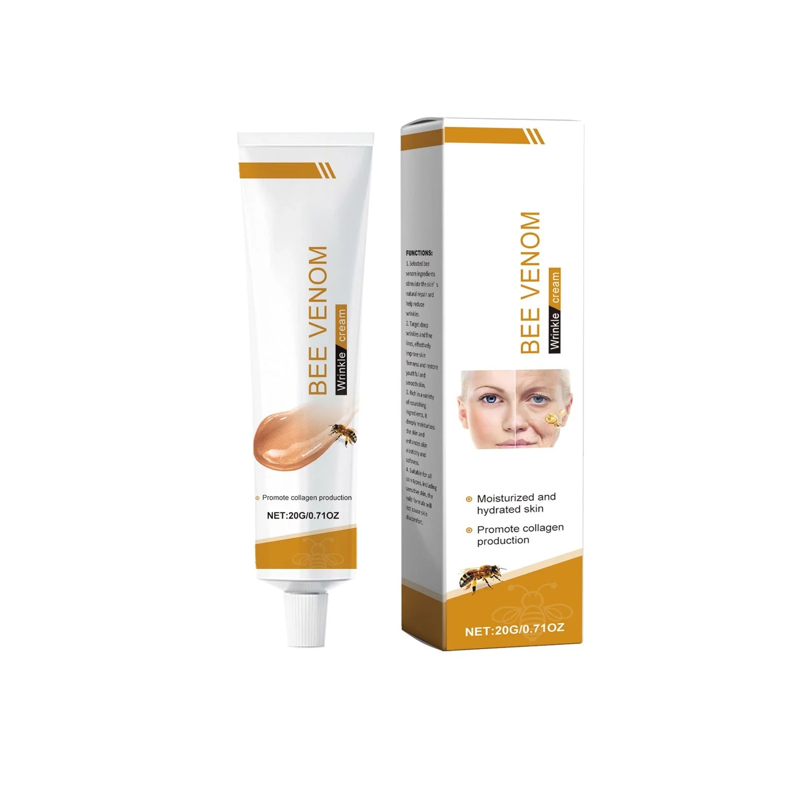 Bee Venom Wrinkle Removal Cream Firming Lifting Facial Moisturizing Deep Hydration Smoothing Fine Lines Anti Aging Face Cream