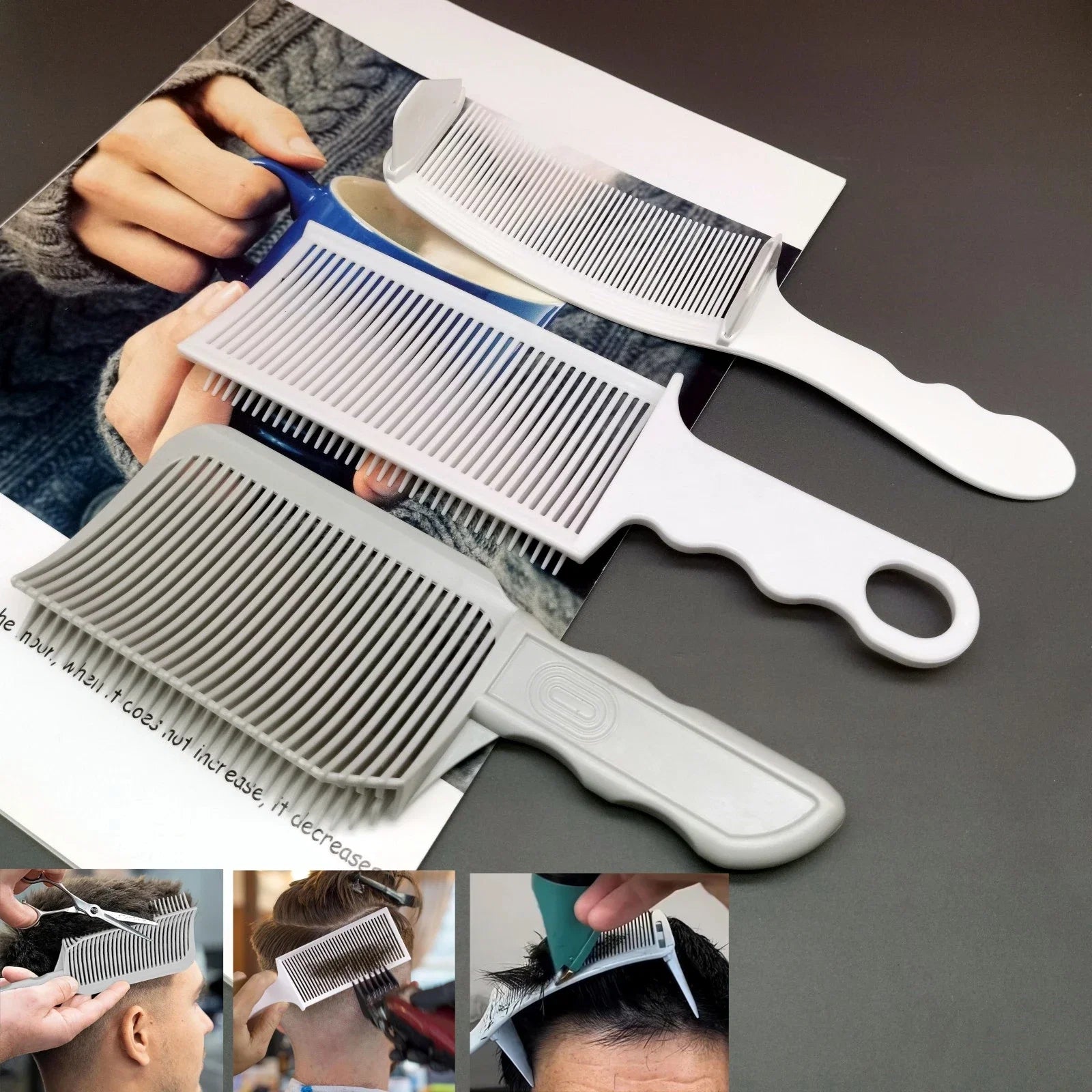1/3Pcs Barber Hair Comb Kit Flat Top Hair Cutting Fading Stying Fade Comb  Men Fade Brush Salon Hair Tool Accessories