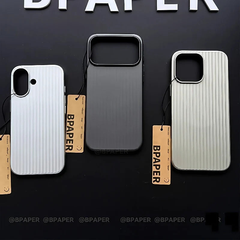 Hard Back Case For iphone 17 16 Pro Max 17 16 Pro Natural Titanium glossy Color corrugated stripe anti-fingerprint Luxury Cover