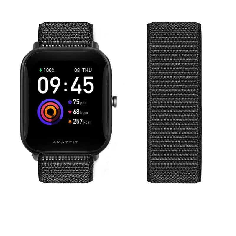 20mm/22mm watch band For Amazfit GTR/GTS 4-3-2-2e/GTR 42mm-47mm/bip-U-S-lite Nylon Loop strap sport correa amazfit gts 4-2 mini