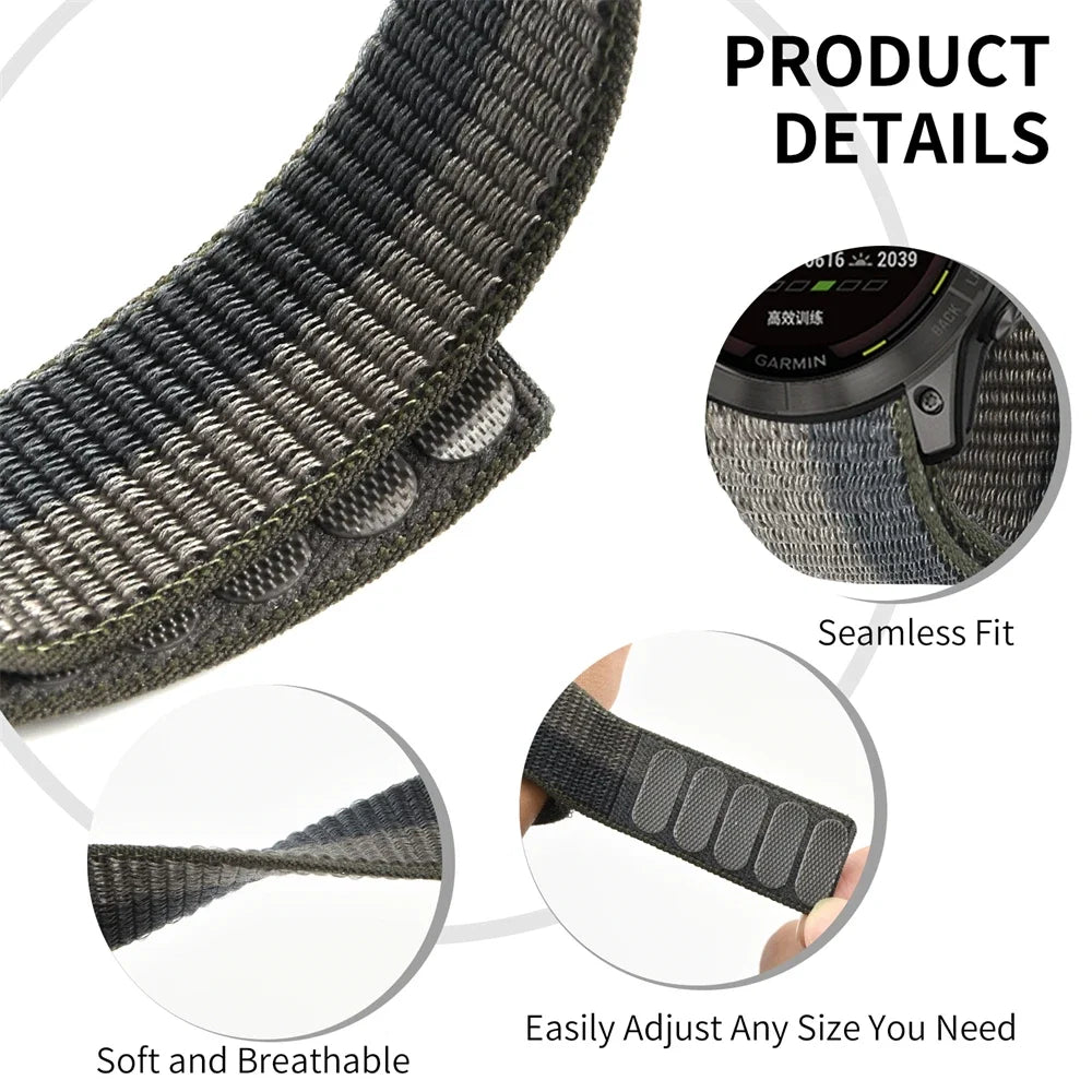 22mm 26mm QuickFit Nylon Loop Strap For Garmin Tactix 7 AMOLED Delta Bravo Band For Garmin Fenix 7X 6 PRO 5 3 Braided Watchbands