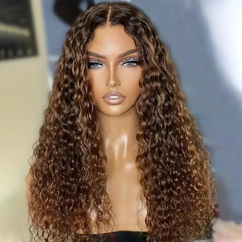 28 30Inch Highlight Wig Human Hair Honey Blonde Brown Lace Front Wigs Deep Curly Human Hair Wig Wave 13x4 Lace Frontal Wigs 200