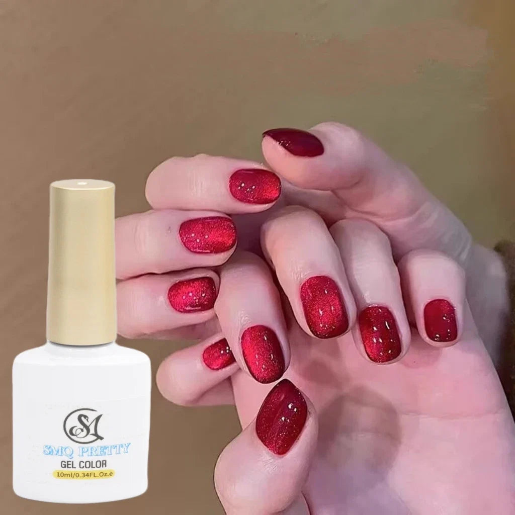 1pc 10ml Holographic Glitter Mirror Porcelain White Cat Eye Gel Polish Magnetic Galactic Effect Gel Nail Polish Soak Off UV LED