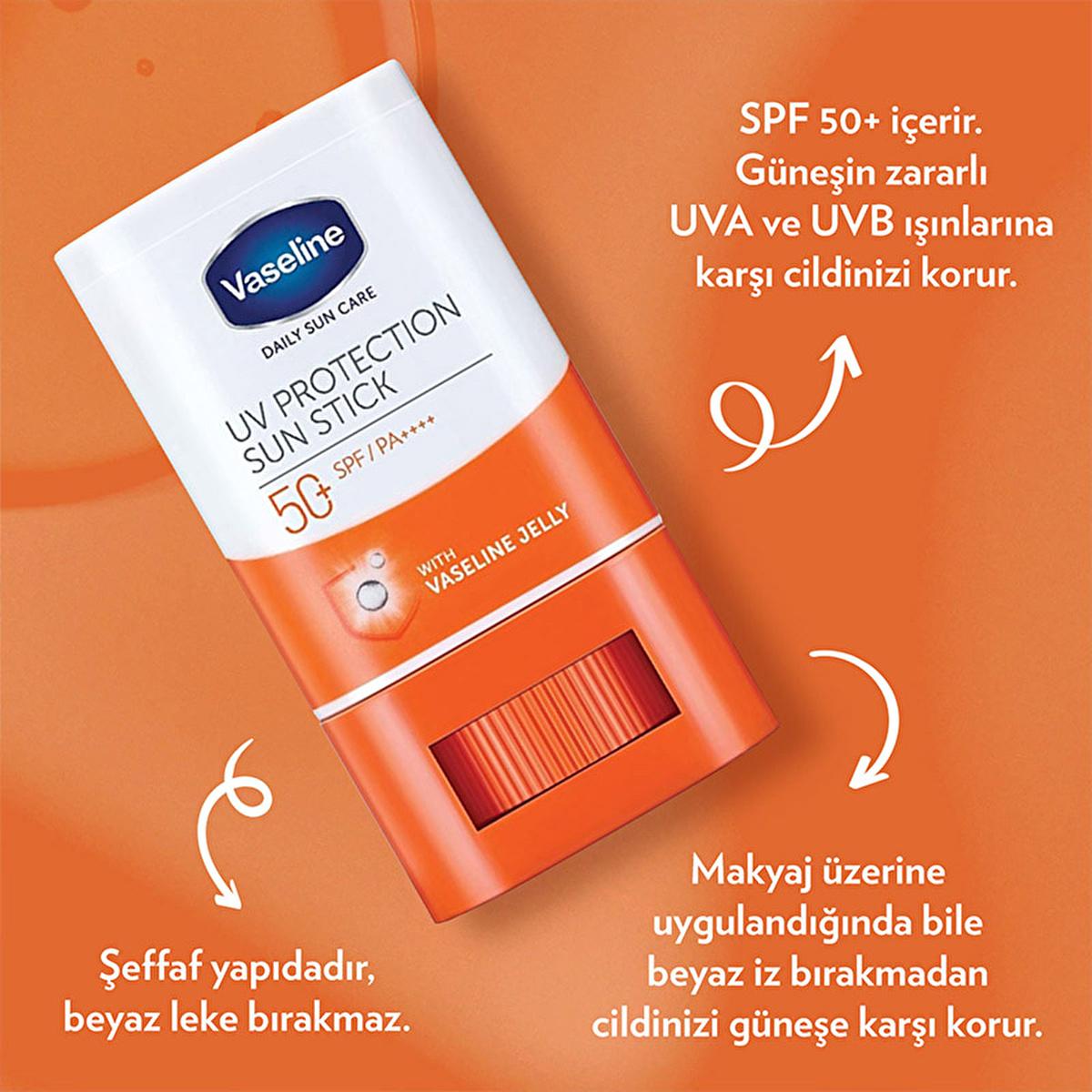 Vaseline SPF 50+ Sunscreen Stick: Daily UVA/UVB Protection, Clear & Non-Greasy, Watermelon Scented - Face & Body Sun Protection