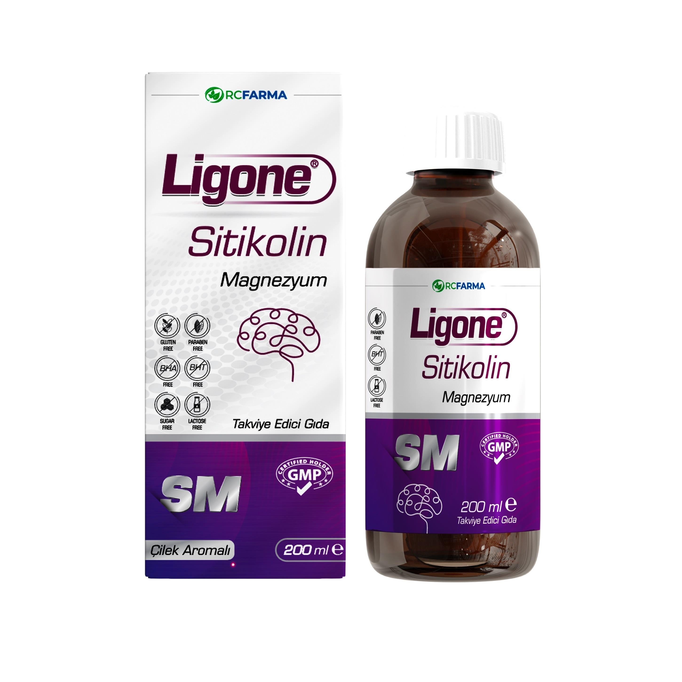 Ligone Citicoline Magnesium Liquid Supplement 200ml - Strawberry Flavor - Cognitive Support for Kids & Adults