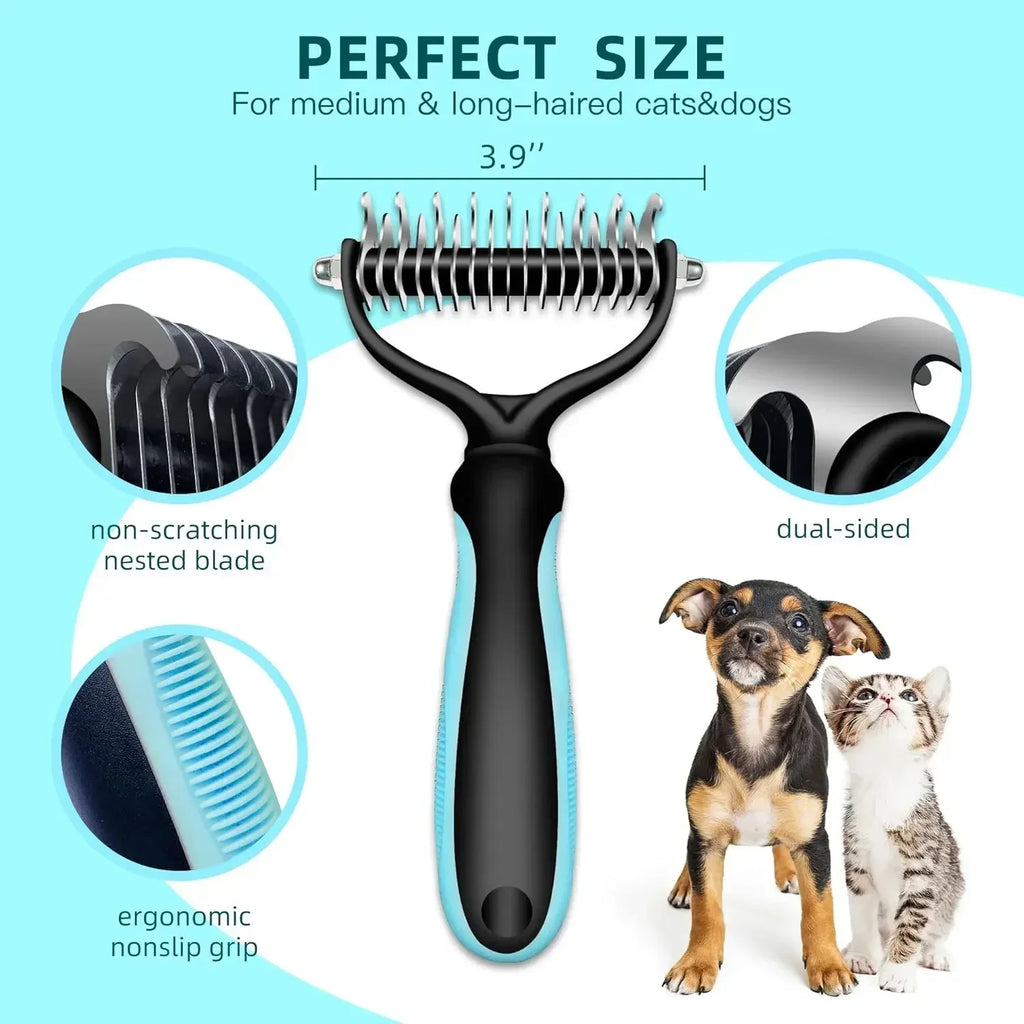 Double Sided Stainless Steel Pet Grooming Brush Dog Cat Hair Remover Comb Tangle Removal Pet Supplies