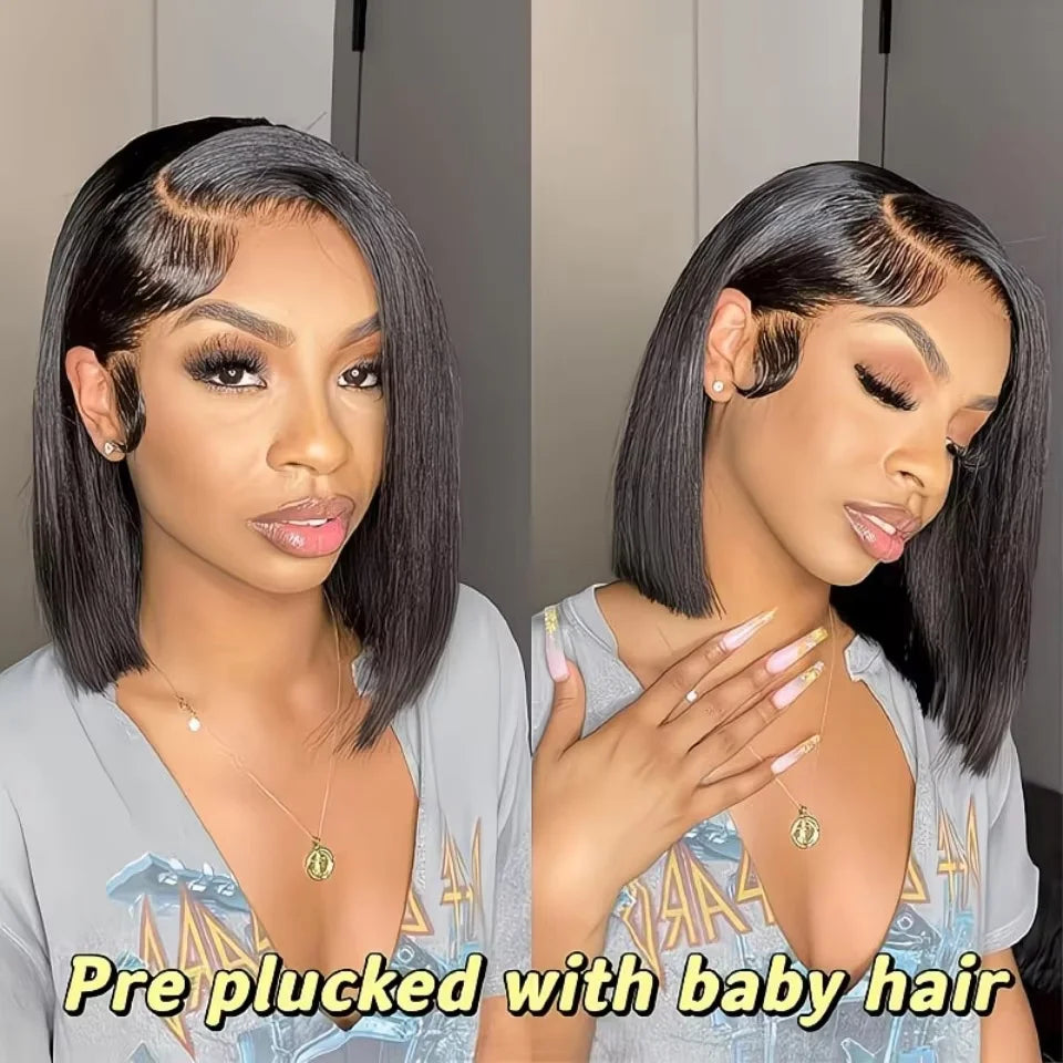 5x5 HD Lace Bob Wig Human Hair 180% 200% Density Straight 5x5 Bob Lace Frontal Wigs Human Hair Short Straight Lace Closure Bob Wigs for Women