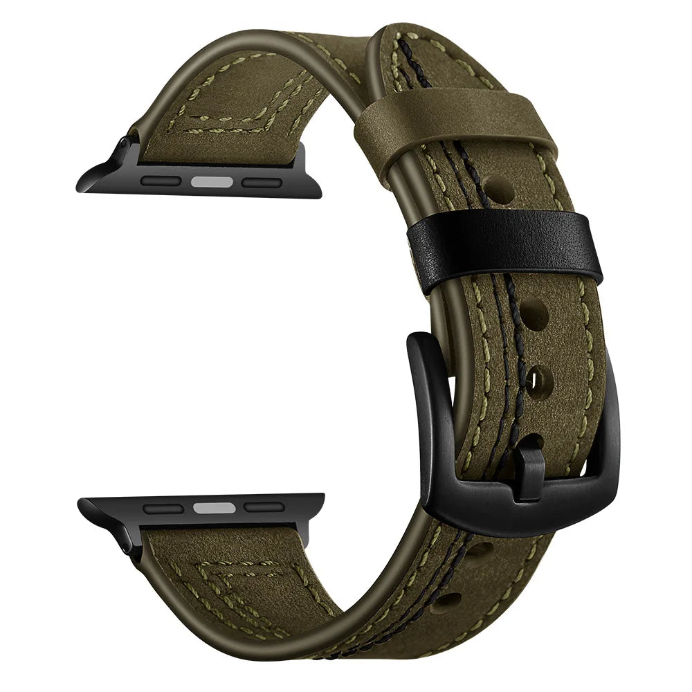 Leather Watchband for Apple Watch Series 9 8 7 6 SE 5 4 3 2 1 Durable Design Strap for iWatch Band 40mm 42mm 44mm 45mm 49mm 38mm