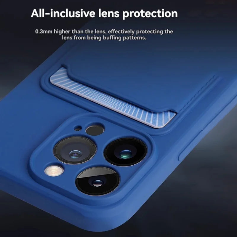 Mobile phone case card slot  for iphone 16 15 14 13 12 11 pro max mini plus silicone  soft tpu Credit card  bag cover case