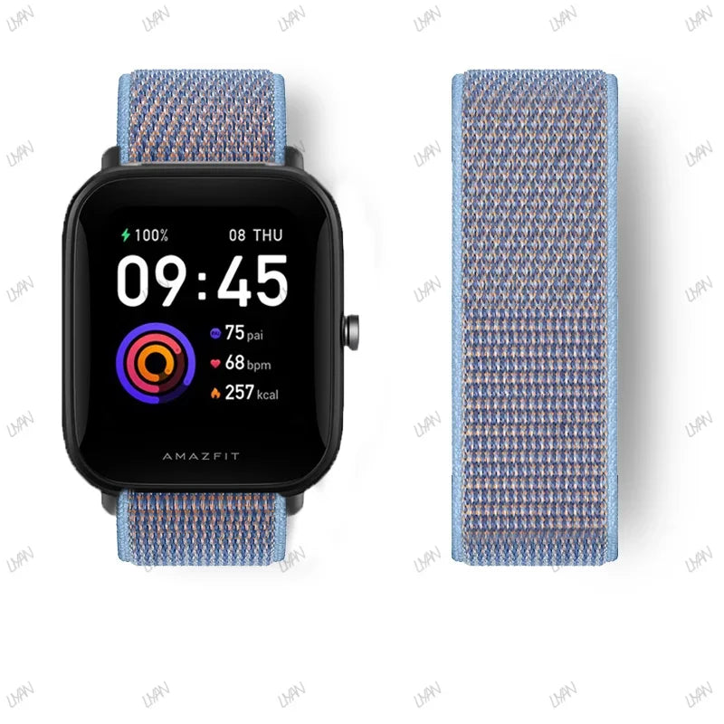 20mm/22mm watch band For Amazfit GTR/GTS 4-3-2-2e/GTR 42mm-47mm/bip-U-S-lite Nylon Loop strap sport correa amazfit gts 4-2 mini