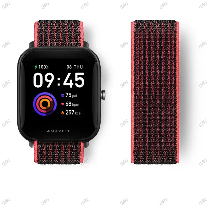 20mm/22mm watch band For Amazfit GTR/GTS 4-3-2-2e/GTR 42mm-47mm/bip-U-S-lite Nylon Loop strap sport correa amazfit gts 4-2 mini