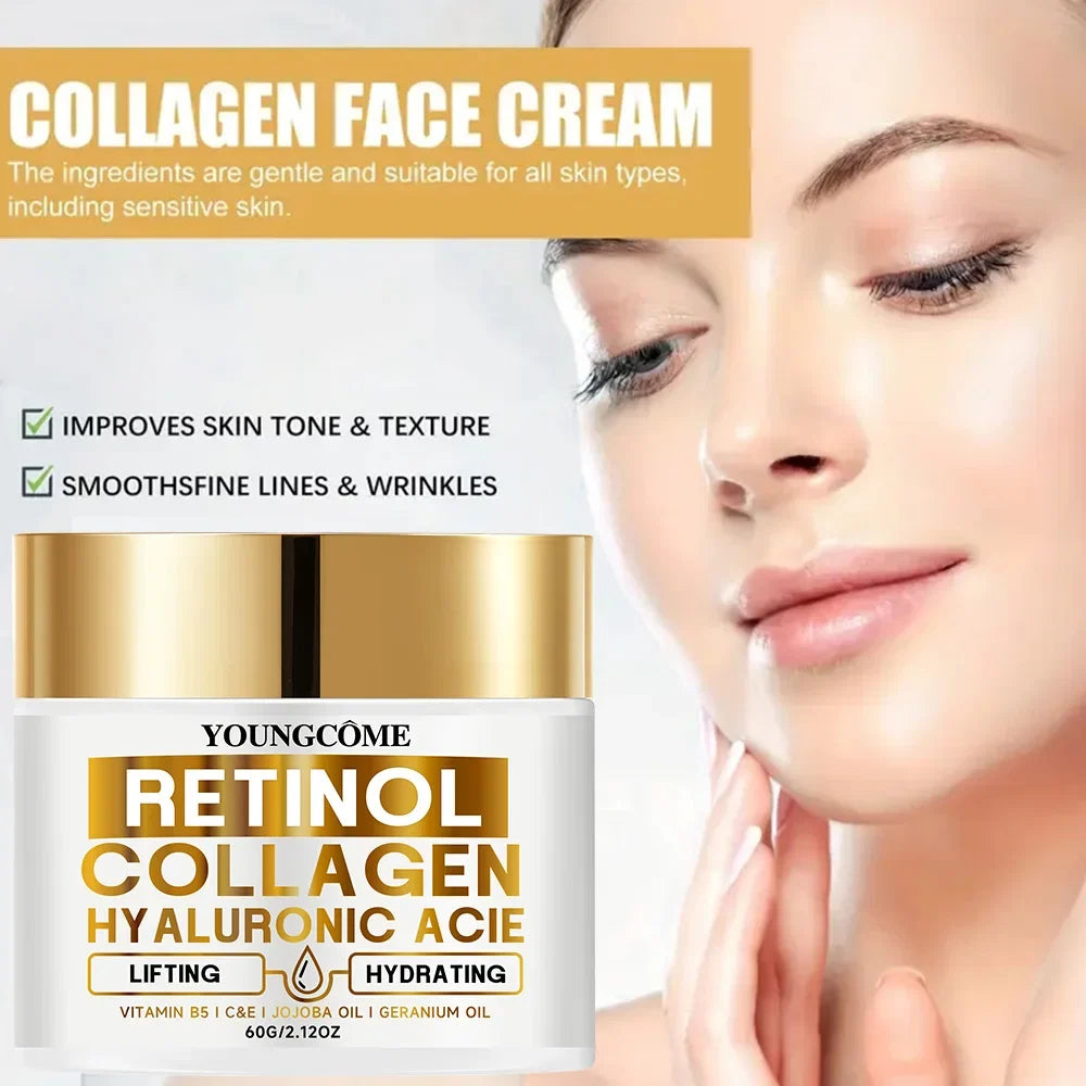 Retinol Face Cream Moisturizing Wrinkle Remover Collagen Hyaluronic Acid Creams Skin Care Cosmetic for Women&Men
