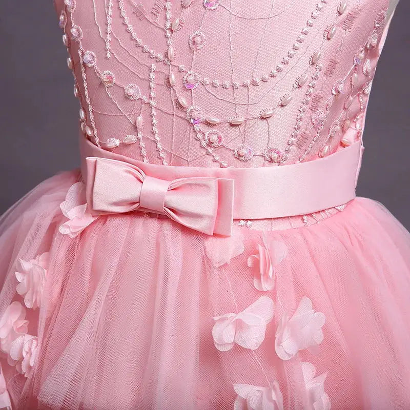 New Year Christmas Party Embroidered Sticker Tailcoat Flower Girl Part Dress