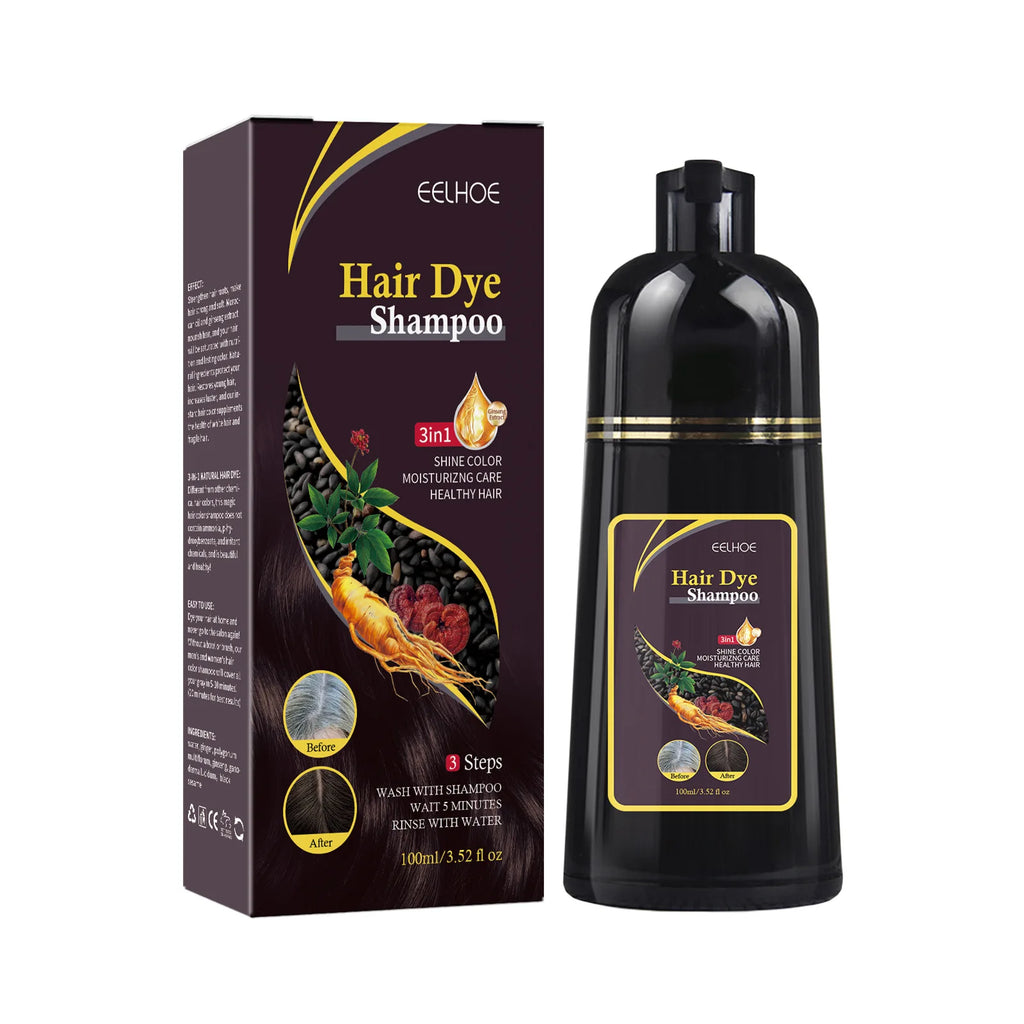 100ML Magic Natural Herbal Hair Dye Shampoo 3 in 1 Hair Color Shampoo for Gary Hair Dark Brown Black Women & Men Grey Coverage