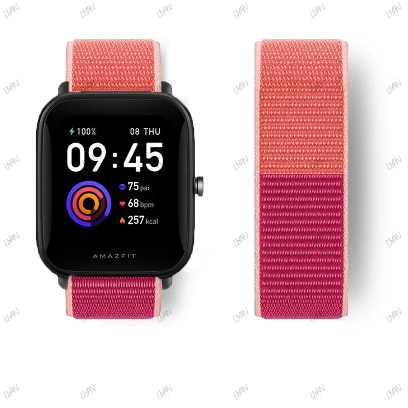 20mm/22mm watch band For Amazfit GTR/GTS 4-3-2-2e/GTR 42mm-47mm/bip-U-S-lite Nylon Loop strap sport correa amazfit gts 4-2 mini