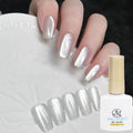 1pc 10ml Holographic Glitter Mirror Porcelain White Cat Eye Gel Polish Magnetic Galactic Effect Gel Nail Polish Soak Off UV LED