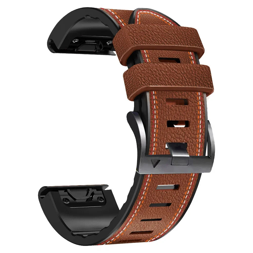26mm 22mm Strap Bracelet For Garmin Fenix 7 7X 6 6X Pro 5X Plus 3HR 945 955 Tactix Bravo Delta Mk2i Leather Silicone Watch Band