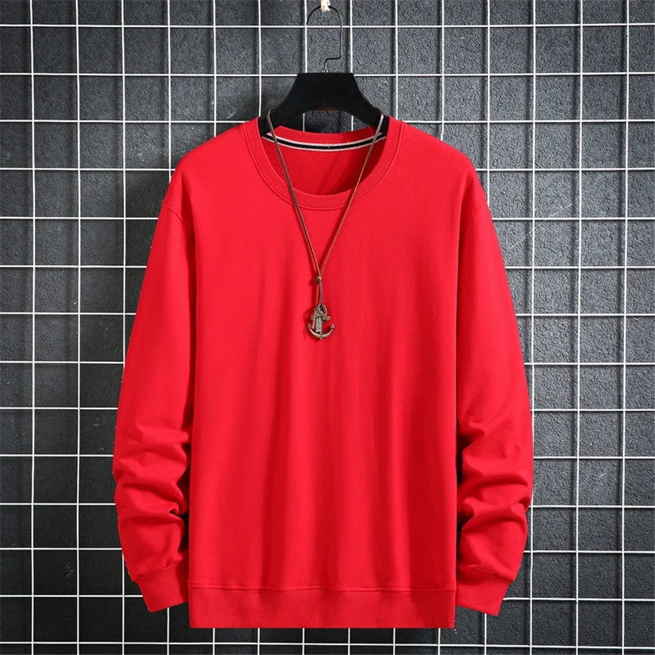 Aflczyu Men’s Tatting Sweatshirt - O-Neck, Full Sleeve, Solid Pattern, Regular Fit, Casual Style, Standard Thickness, Spring & Autumn Wear