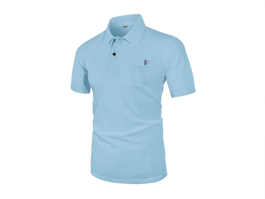 Cool Breeze Men’s Summer Ice Silk Lapel Pocket Polo Shirt