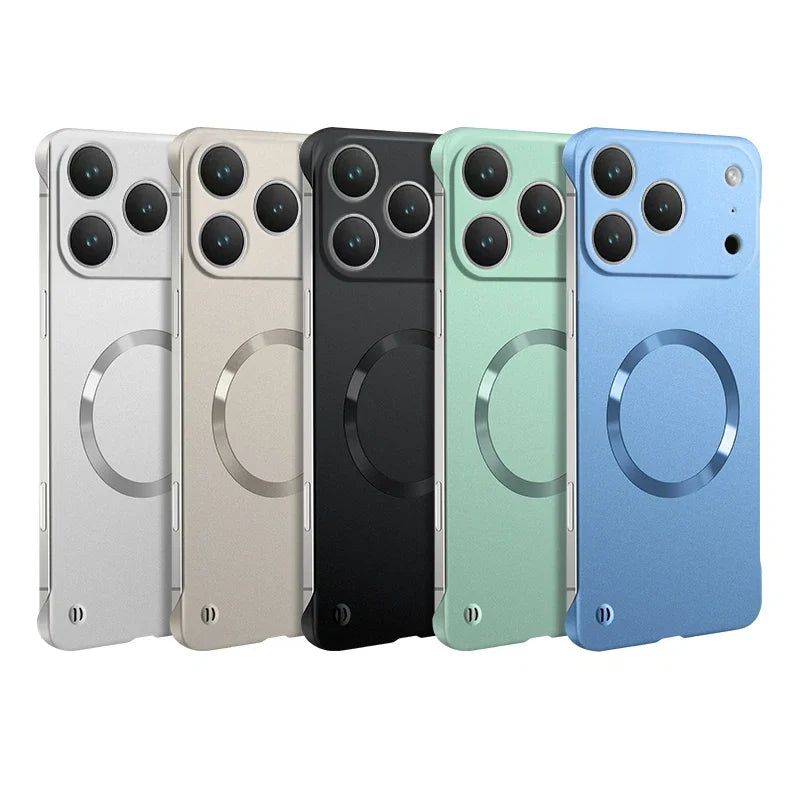 For Iphone 17 Pro Max Metallic Paint Frameless Ultra Thin Hard PC Case for Iphone 17 Air 17Pro Magnetic Magsafe Protect Cover