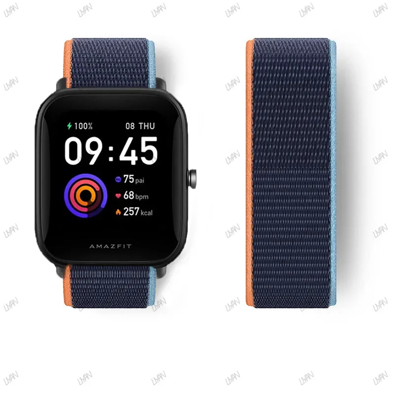 20mm/22mm watch band For Amazfit GTR/GTS 4-3-2-2e/GTR 42mm-47mm/bip-U-S-lite Nylon Loop strap sport correa amazfit gts 4-2 mini