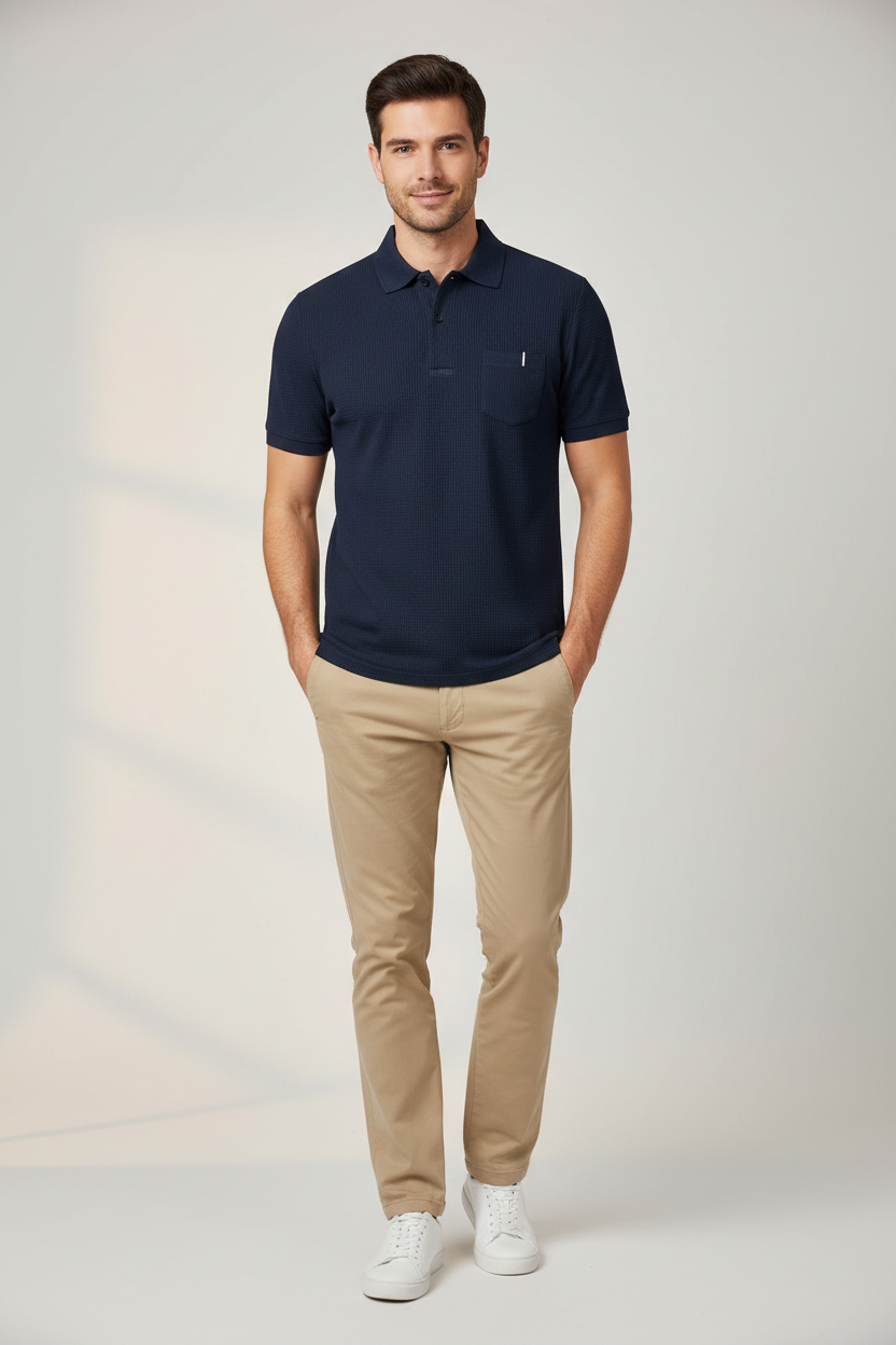 Cool Breeze Men’s Summer Ice Silk Lapel Pocket Polo Shirt