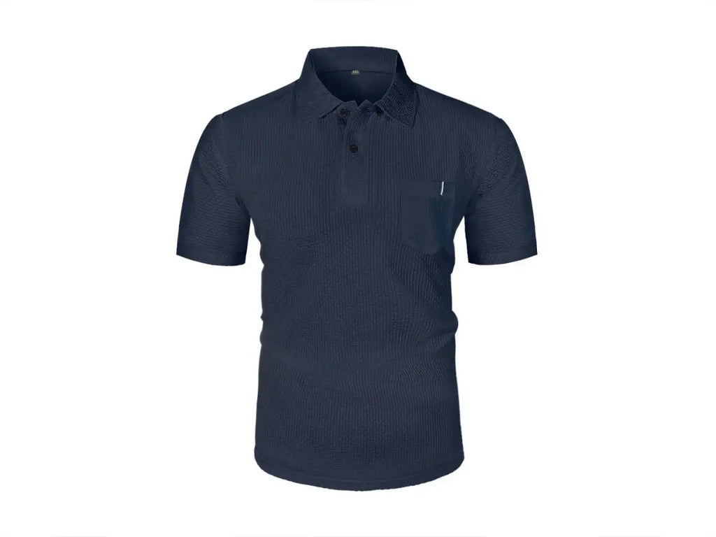 Cool Breeze Men’s Summer Ice Silk Lapel Pocket Polo Shirt