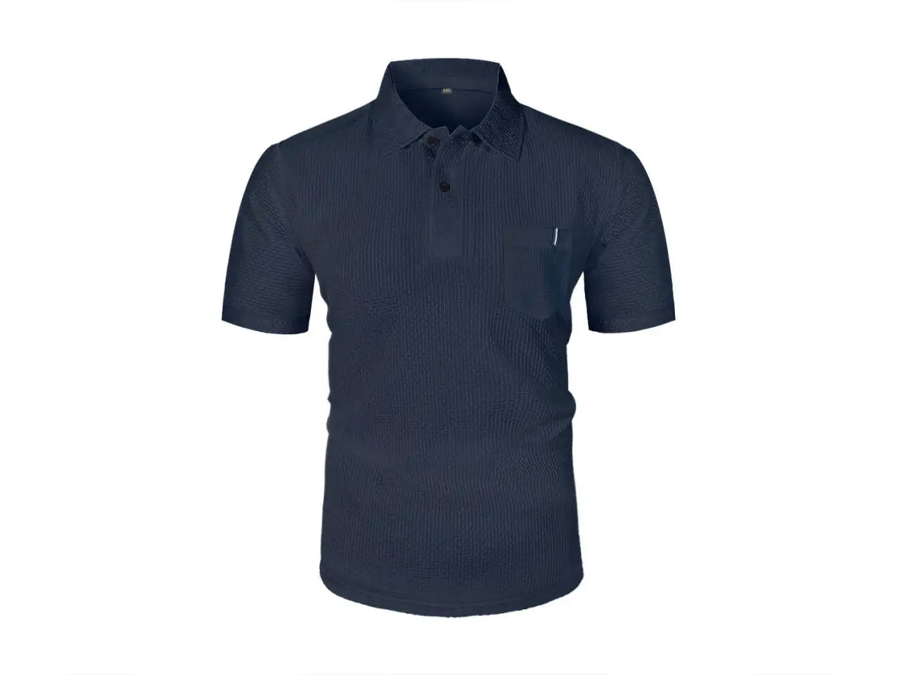 Cool Breeze Men’s Summer Ice Silk Lapel Pocket Polo Shirt