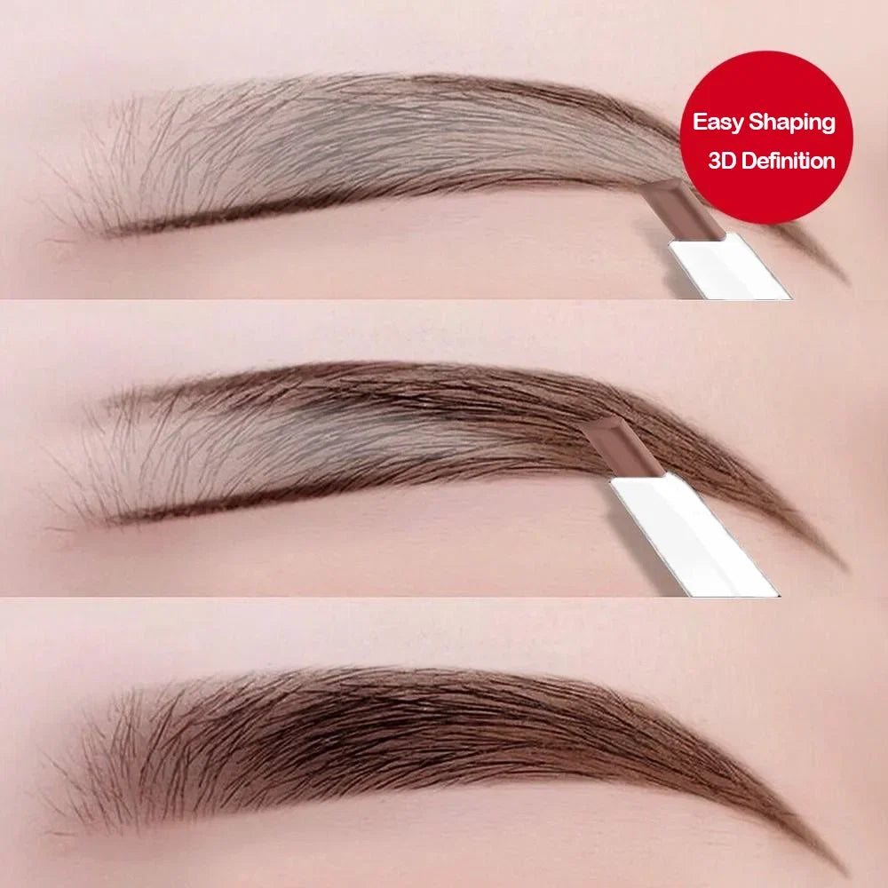 Thin-Head Double-Ended Eyebrow Pencil – Waterproof, Long-Lasting, Auto-Rotate, Brush Tip, Contour, Natural, Certified, Unisex