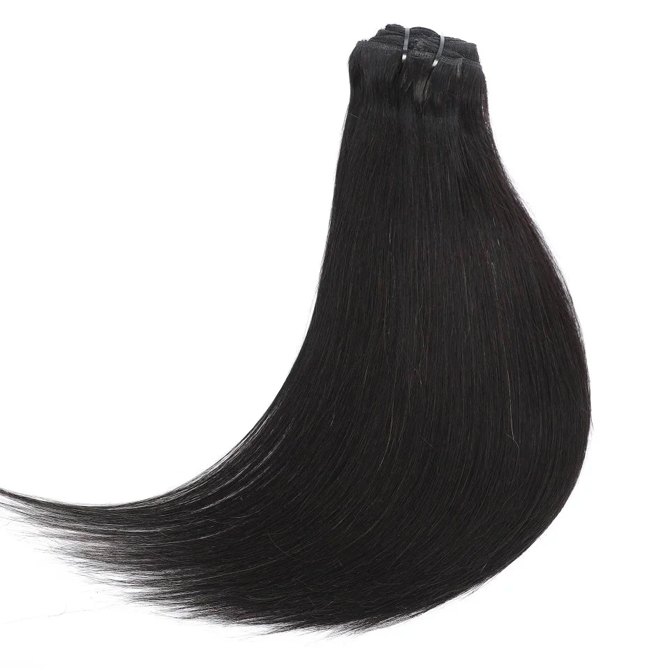 Clip in Hair Extensions Straight Real Human Hair Brazilian Virgin Remy Human Hair Extensions 8pcs with 20 Clips Double Weft for Women Invisible Straight Seamless Clip Ins Hair Extensions Jet Black Natural Soft Silk Straight H