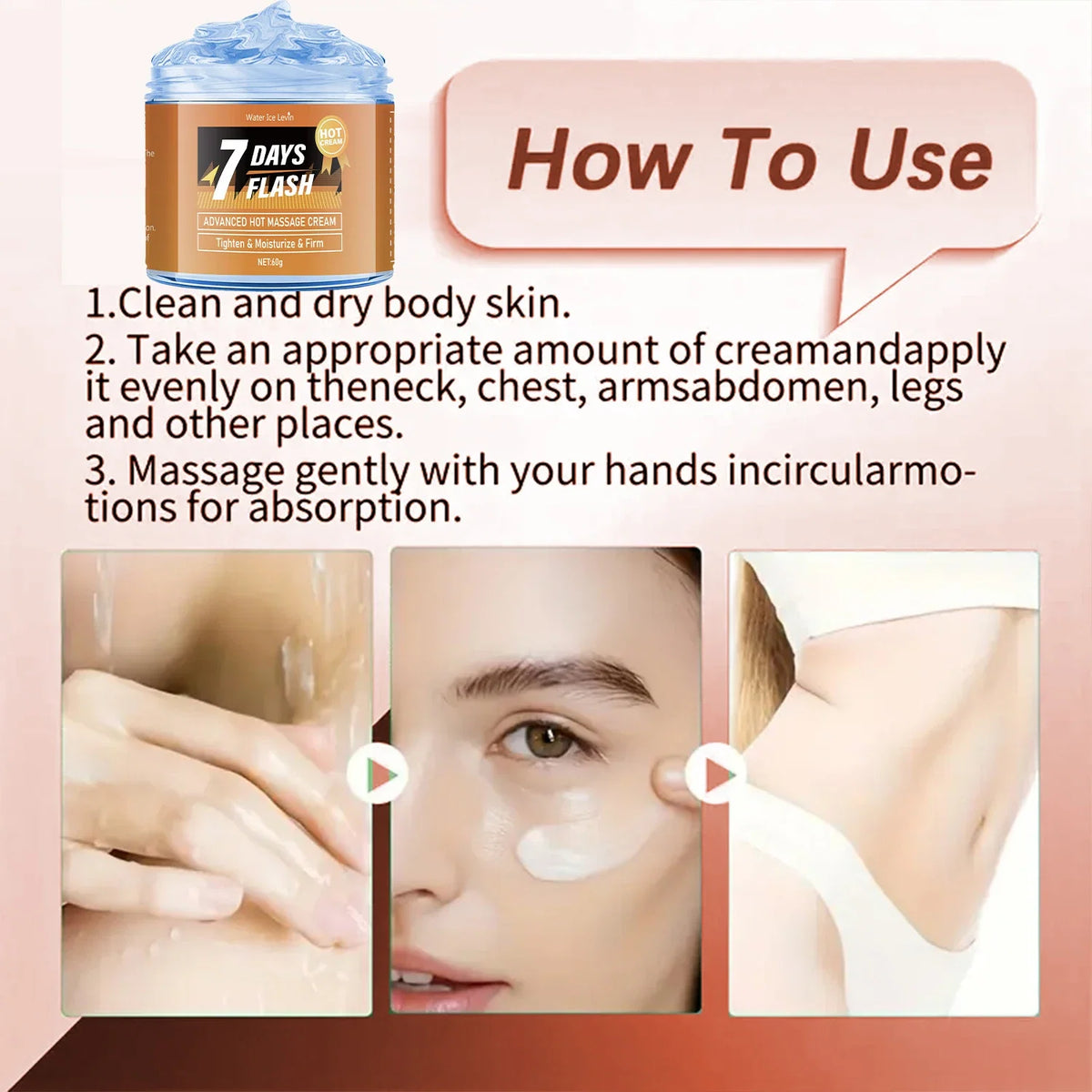 60g Moisturizing Massage Cream-Tightening Lifting with Curcumin and Plant Extracts for Big Belly and Loose Skin Care,Arm&Legs Cream