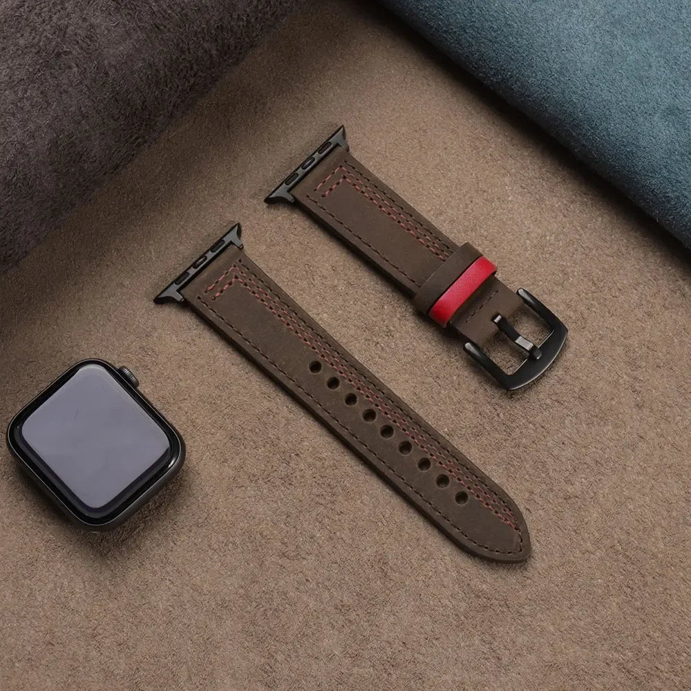 Leather loop strap For Apple watch band 45mm Ultra 49mm 41mm 42mm 38mm 41 44 45 mm bracelet iWatch series 9 8 7 3 4 5 6 se 40mm