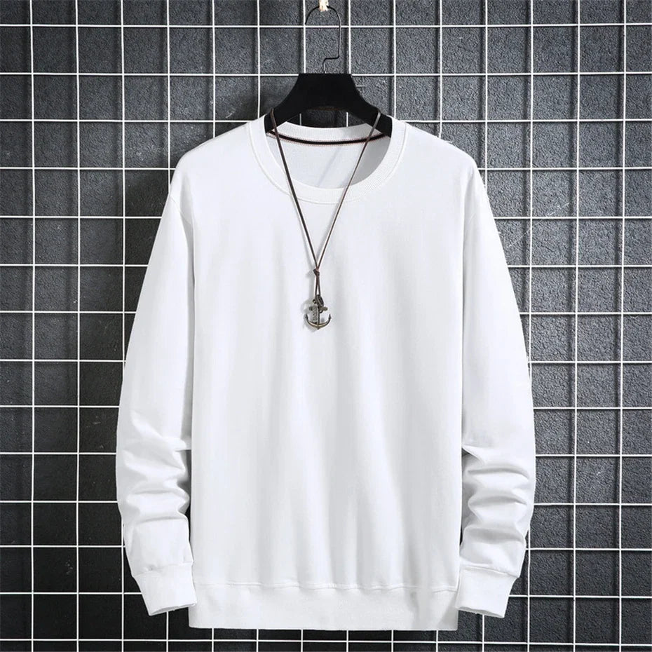 Aflczyu Men’s Tatting Sweatshirt - O-Neck, Full Sleeve, Solid Pattern, Regular Fit, Casual Style, Standard Thickness, Spring & Autumn Wear