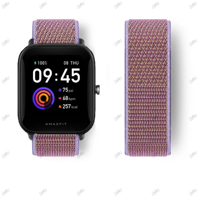 20mm/22mm watch band For Amazfit GTR/GTS 4-3-2-2e/GTR 42mm-47mm/bip-U-S-lite Nylon Loop strap sport correa amazfit gts 4-2 mini
