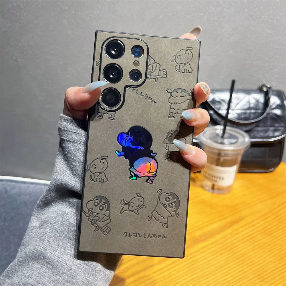 Cartoon Astronaut Leather Phone Case for Samsung Galaxy S24 S23 Ultra S22 S21 Plus Silicone Hard Shell Fall Prevention Cover