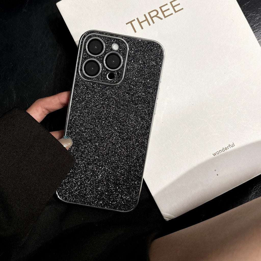 Luxury Bling Glitter Leather Case For iPhone 16 15 14 13 12 11 Pro Max Sparkling Soft Silicone Shockproof Plating Bumper Cover